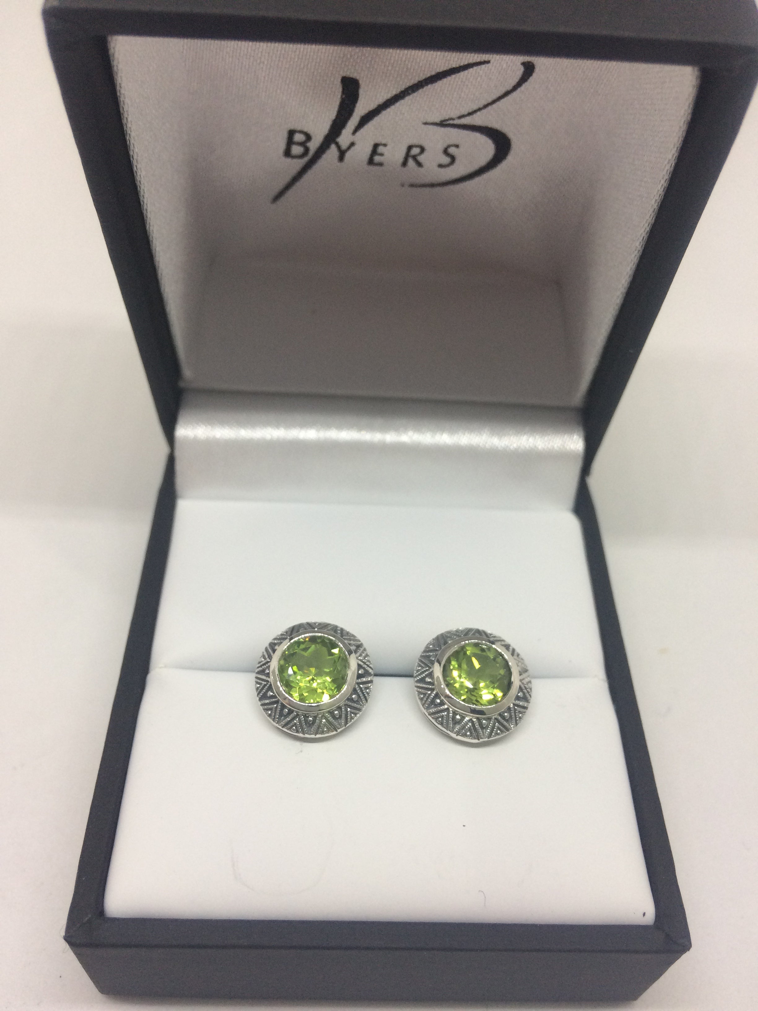 Sterling Silver Peridot Stud Earrings #