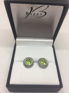 Sterling Silver Peridot Stud Earrings #