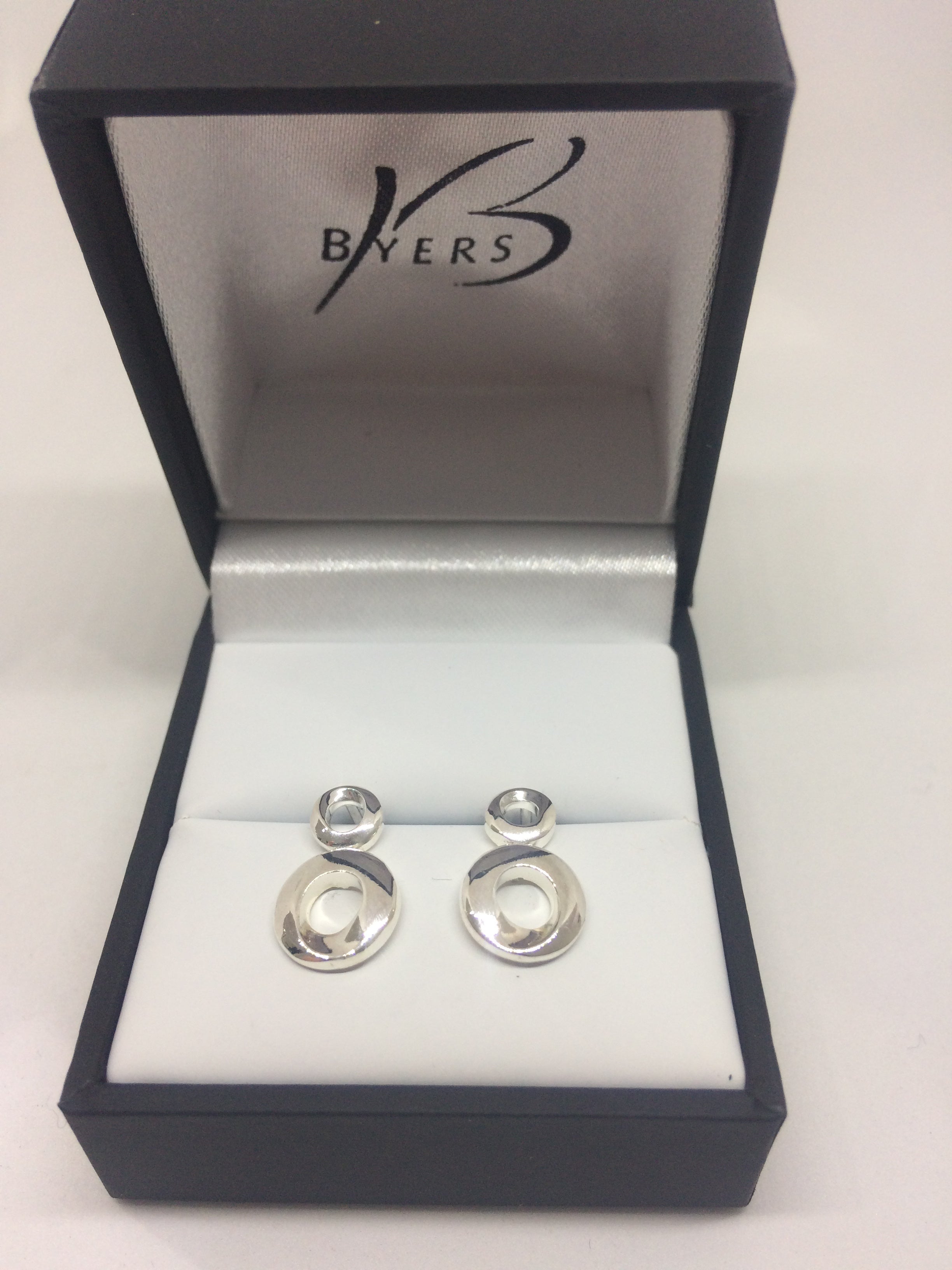 Sterling Silver Double Circuit Drop Earrings #19944