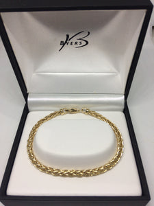 9ct Yellow Gold Solid Wheat Sheaf Bracelet #20966