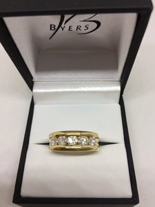18ct Yellow Gold 5 Stone Channel Set Diamond Right Hand Ring #17825