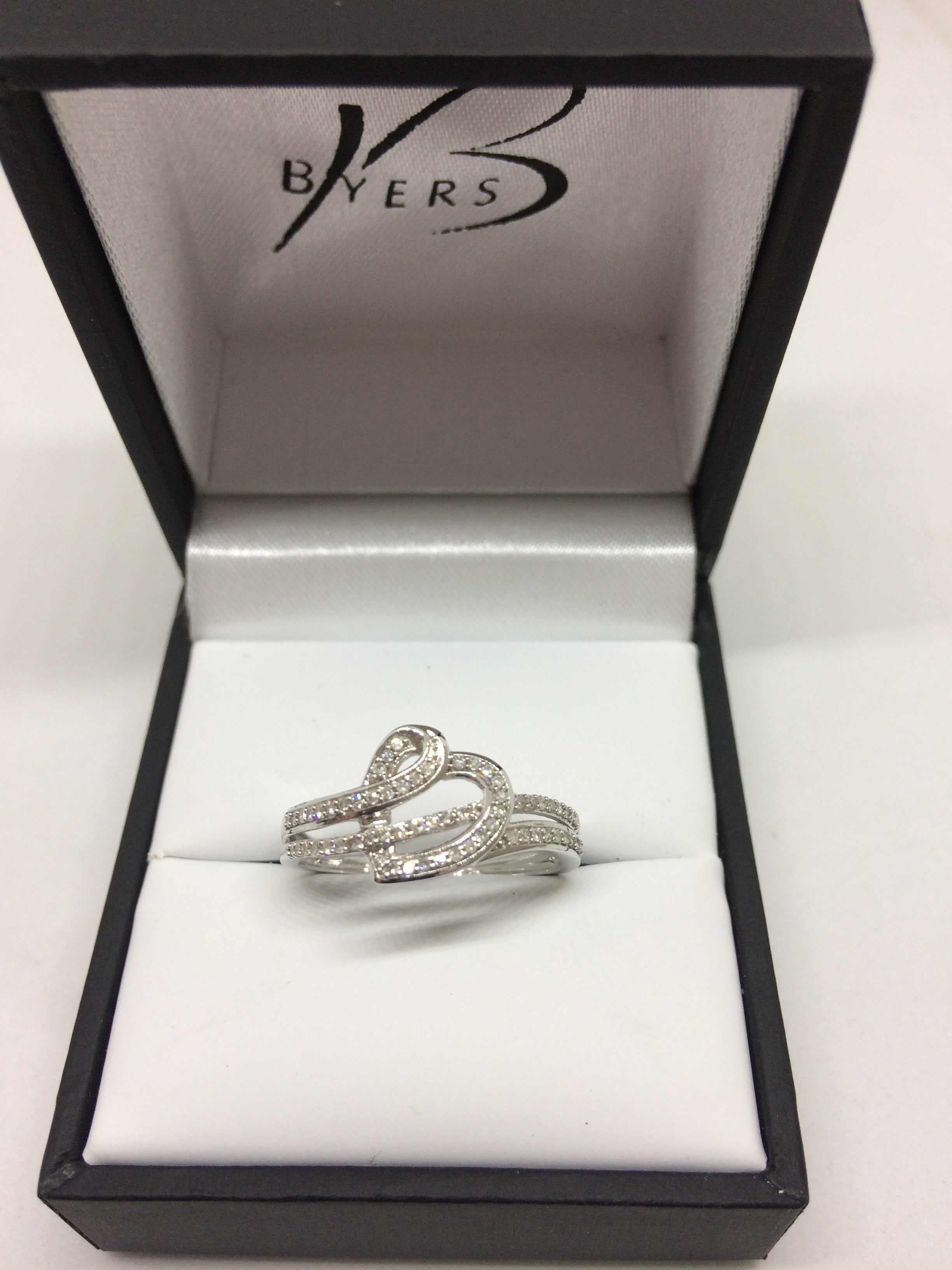 9ct White Gold Diamond Heart Shape Dress Ring #1053