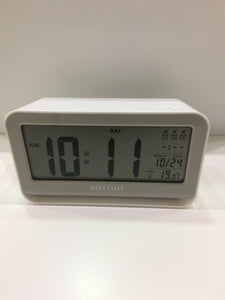 Rhythm Digital Alarm Clock Light 3 Alarms month date temperature #