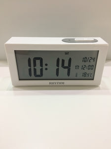 Rhythm Digital Alarm Clock Auto Light Month Day Date Day Temperature #