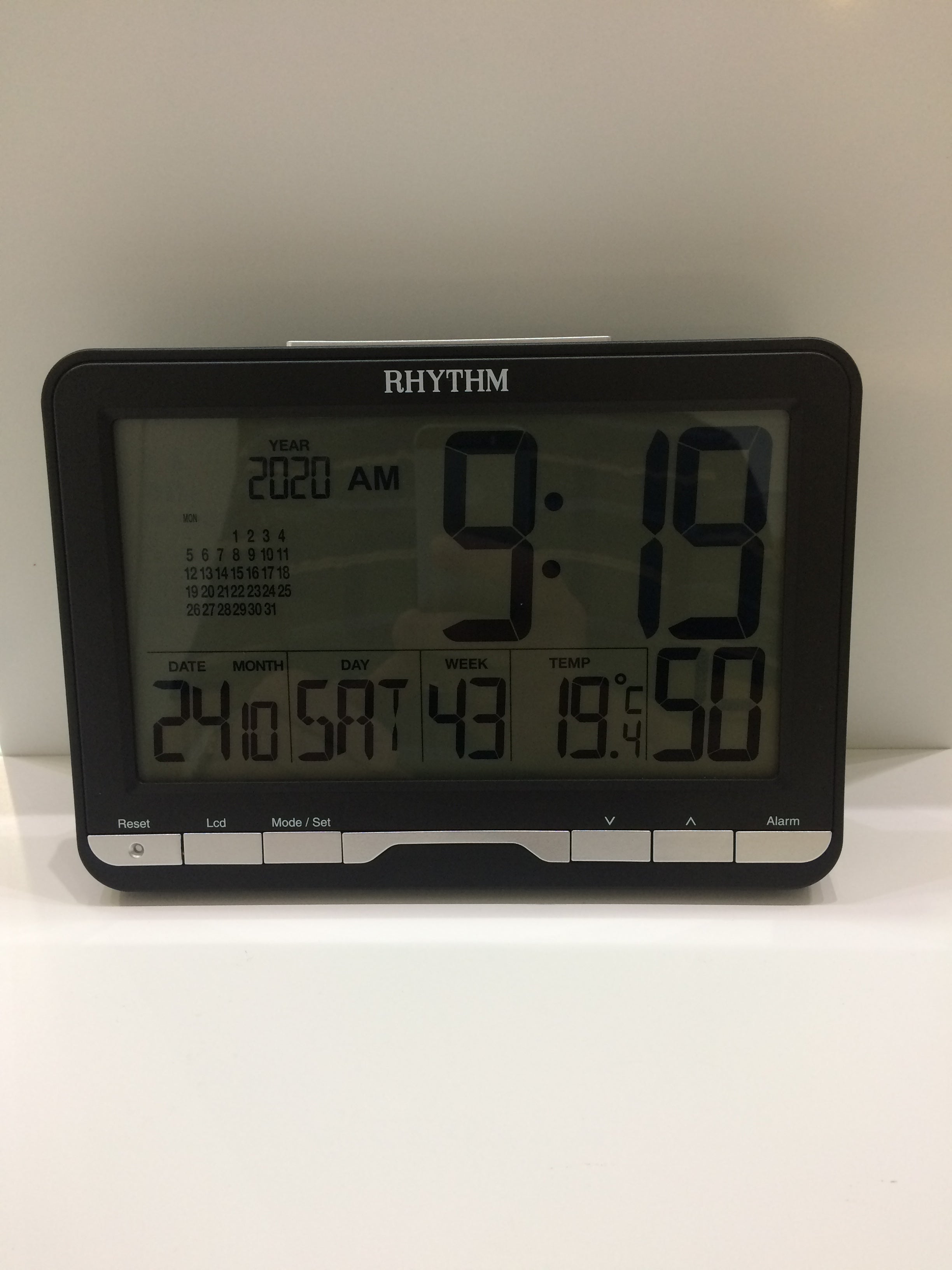 Rhythm Digital Clock Wall or Table Alarm Light Month Day Date Temperature Ideal for Campervans