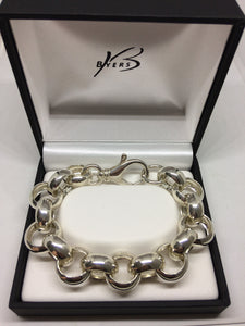 Sterling Silver Large Round Link Belcher Style Bracelet #22688