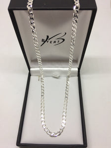 Sterling Silver Flat Bevelled Diamond Cut Curb Link 50cm Long Chain #