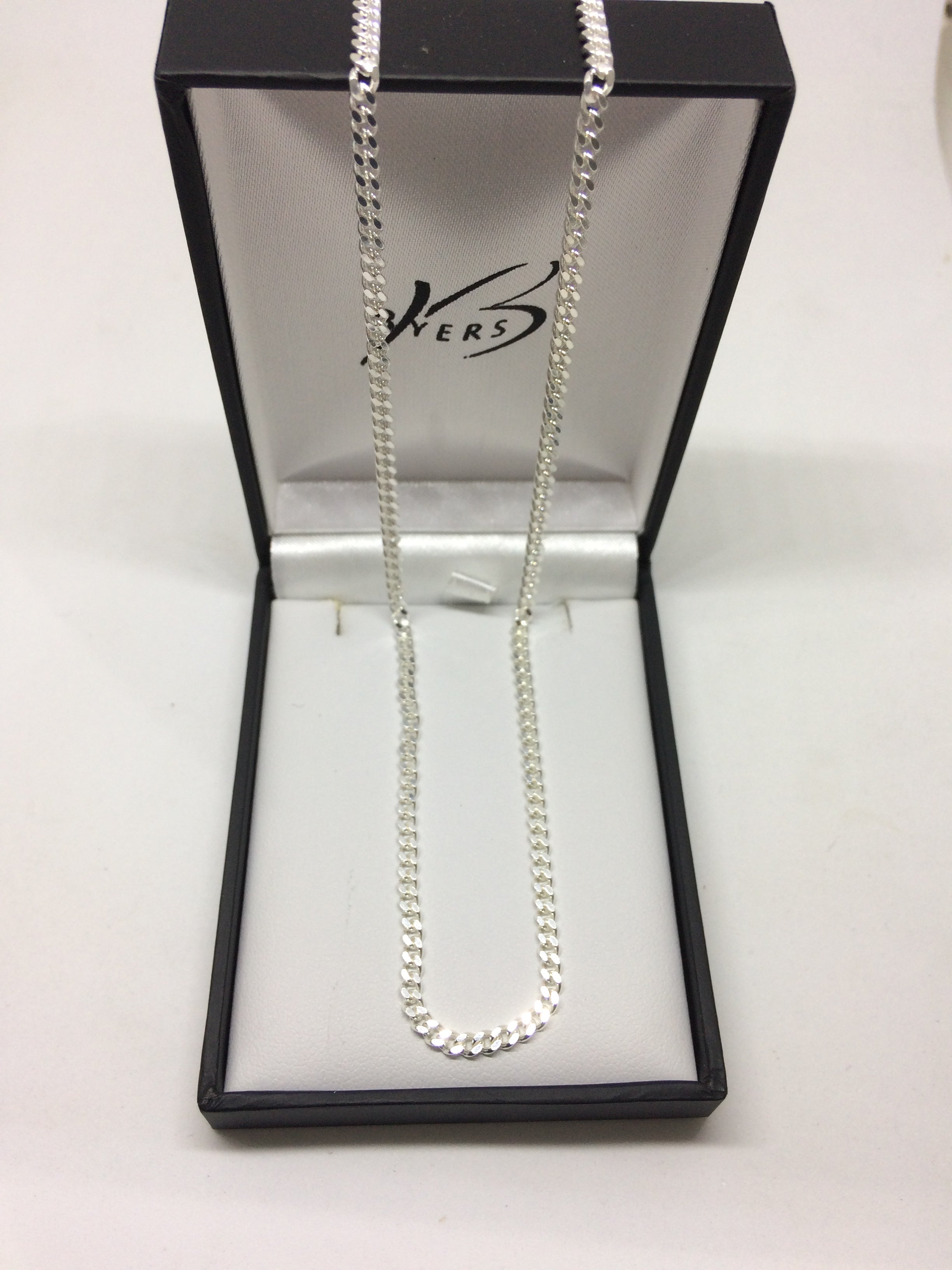 Sterling Silver Diamond Cut Curb Link Long Chain #