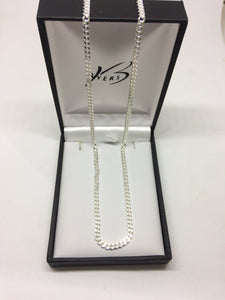 Sterling Silver Diamond Cut Curb Link Long Chain #