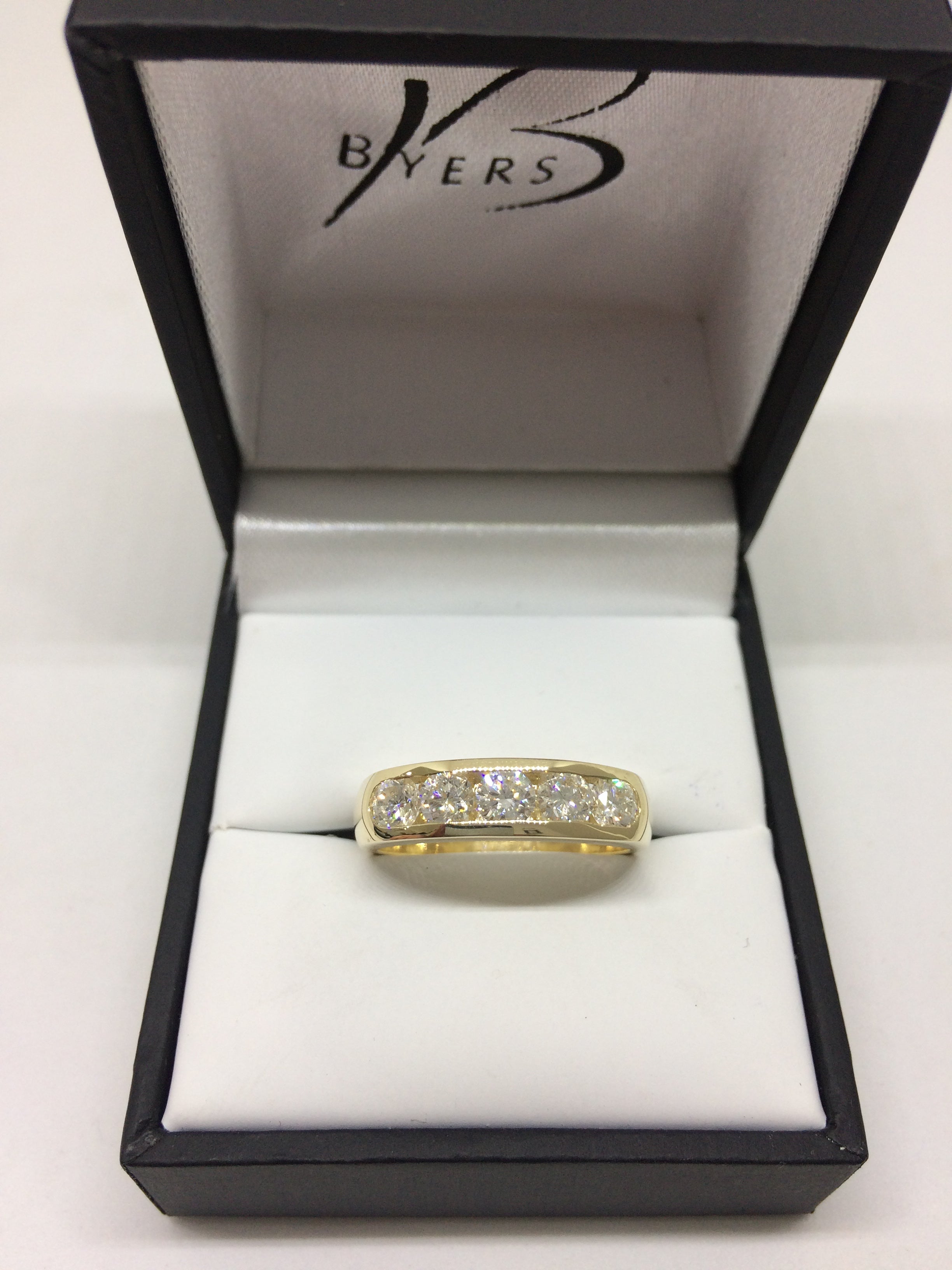 9ct Yellow Gold 5 Stone Diamond Channel Set Dress Ring #21793