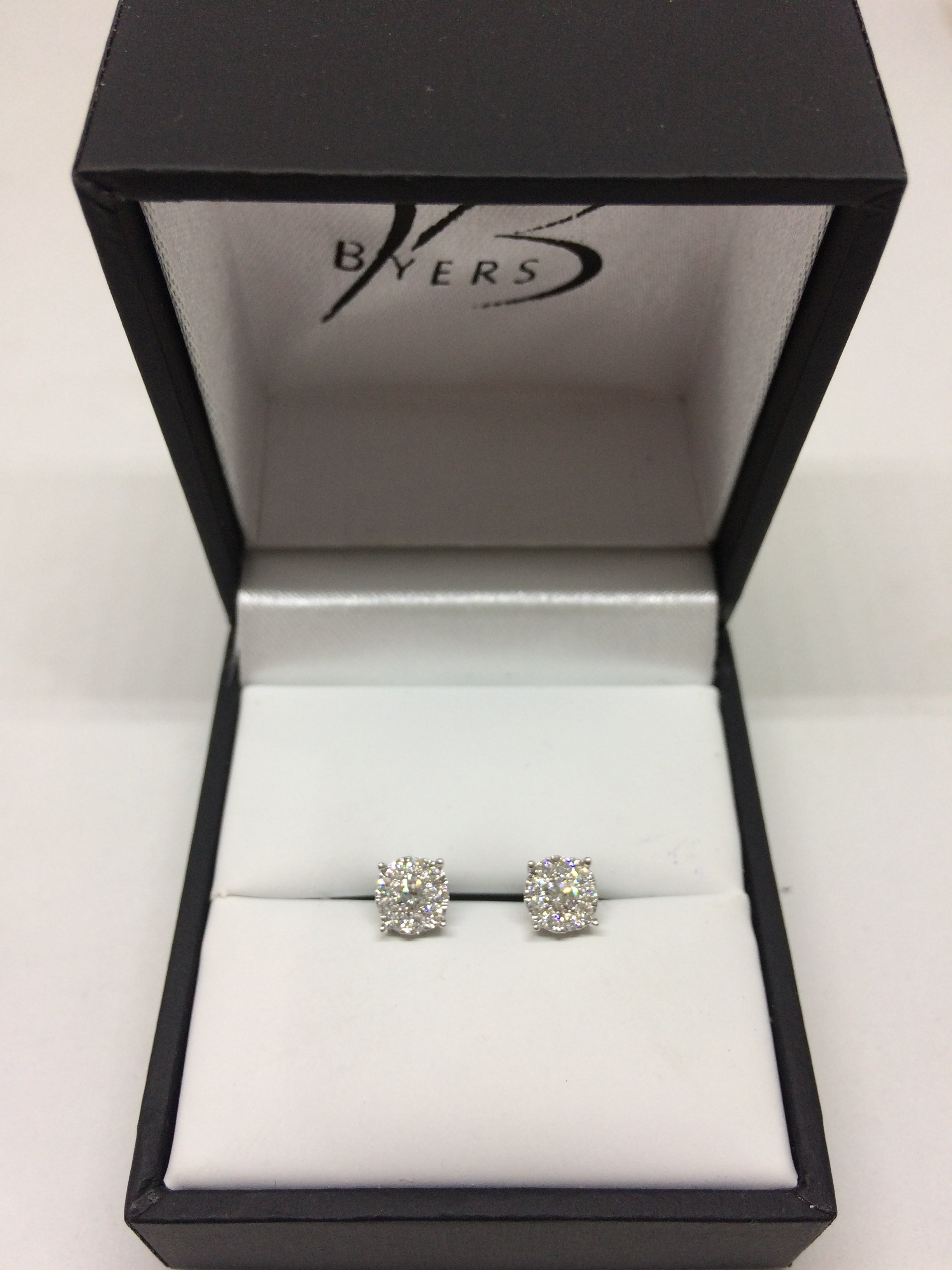 9ct White Gold Diamond Cluster Studs #