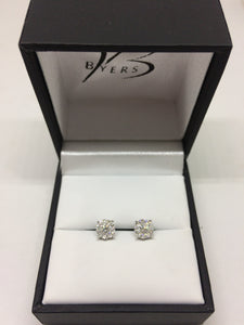 9ct White Gold Diamond Cluster Studs #