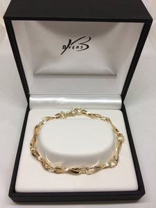 9ct Yellow Gold Solid Link Bracelet Twist and Oval Twist Links #