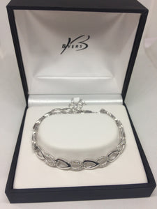 Ellani Sterling Silver Cubic Zirconia Linked Open Tear Bracelet #22635