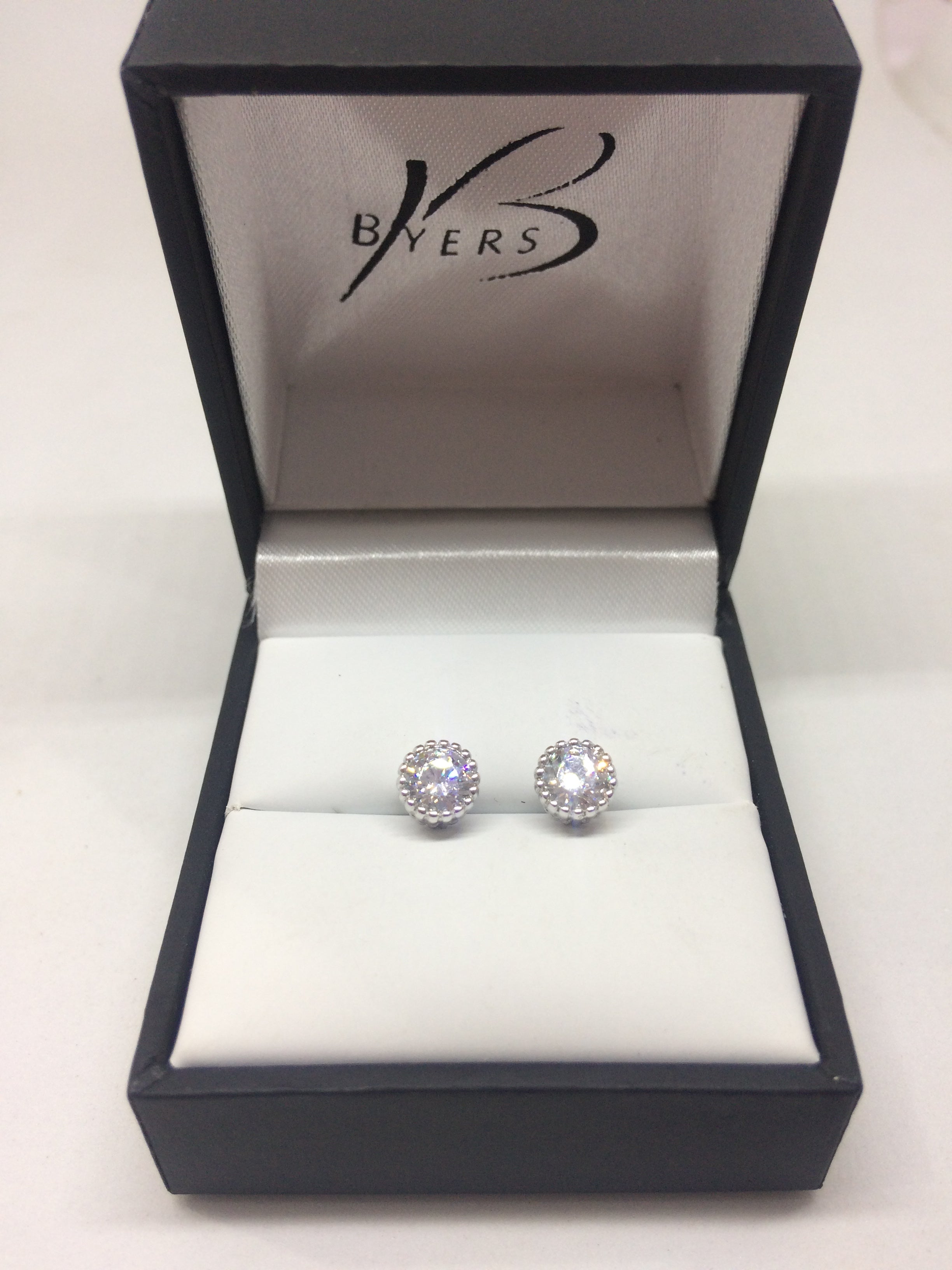 Ellani Sterling Silver 5mm Crown Set Earrings #25364