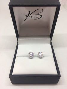 Ellani Sterling Silver 5mm Crown Set Earrings #25364