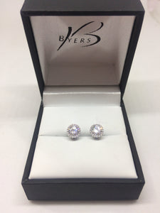 Sterling Silver 5mm Crown Set Earrings #23684