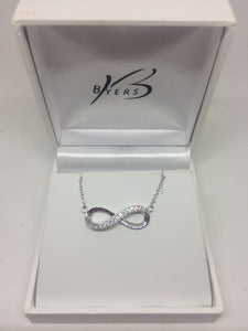 Sterling Silver White Cubic Zirconia Infinity Pendant #24768 #25152