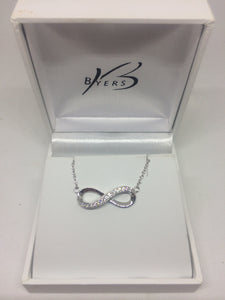 Sterling Silver White Cubic Zirconia Infinity Pendant #23908