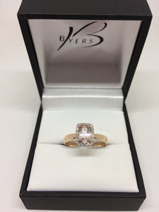 9ct Rose Gold Diamond Pink Morganite Ring #22057