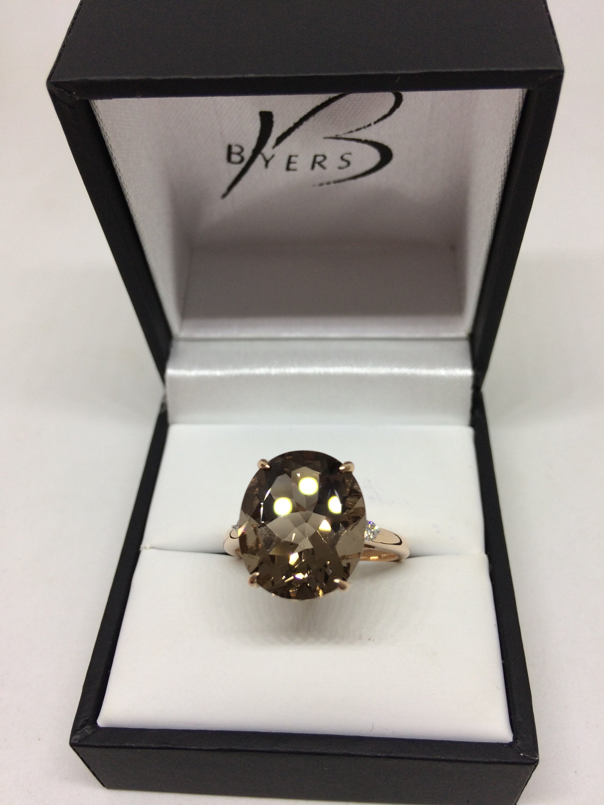 9ct Rose Gold Diamond & Smoky Quartz Ring #22059