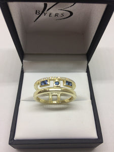 9ct Yellow Gold Diamond & Sapphire Ring #22105