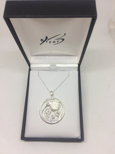 Sterling Kiwi/Koru in Circle Pendant #22179