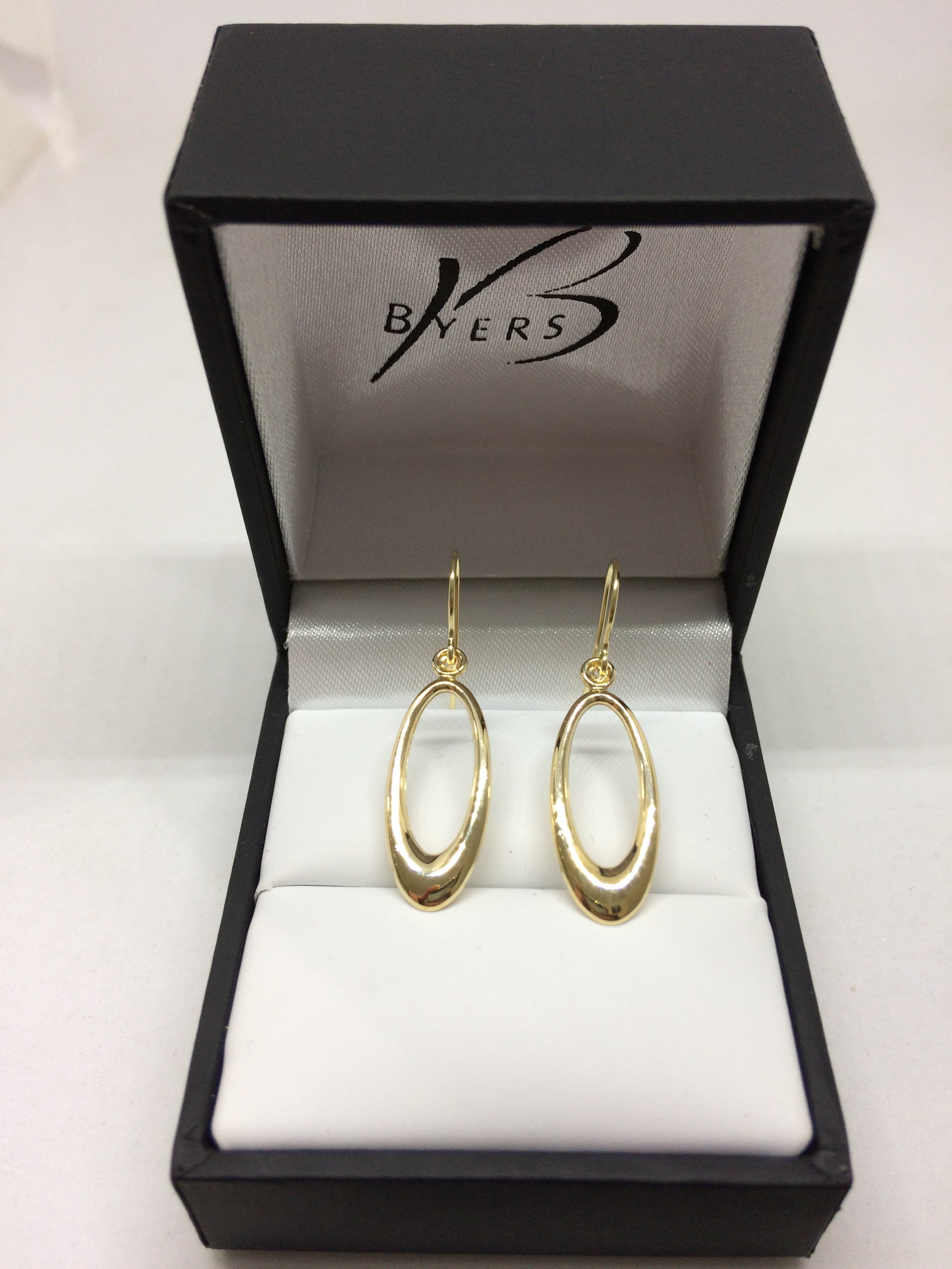 9ct Yellow Gold Oval Drop Earrings #