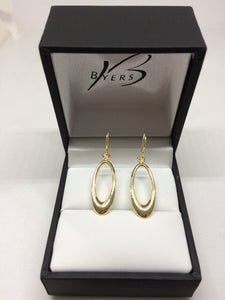 9ct Yellow Gold Oval Drop Earrings #