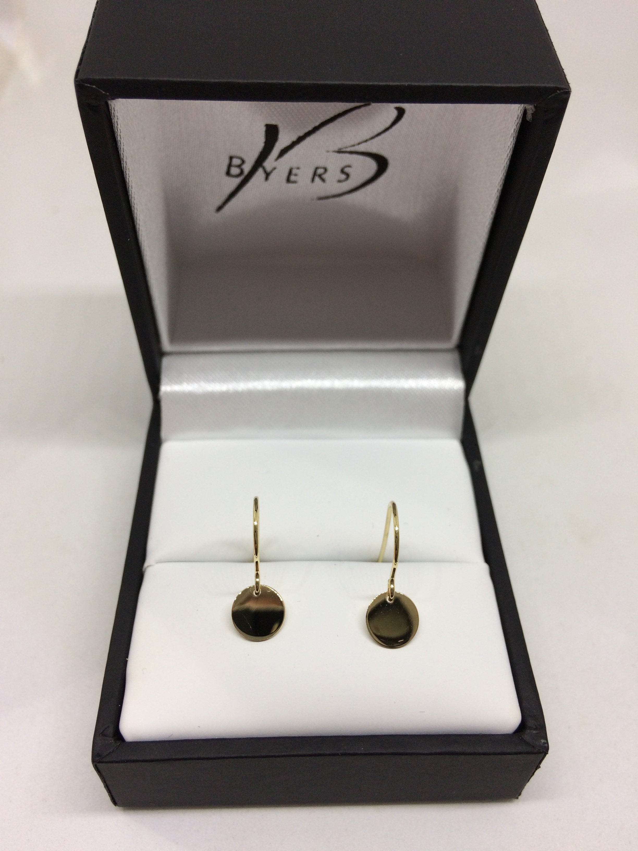 9ct Yellow Gold Small Disc Drop Earrings #22186