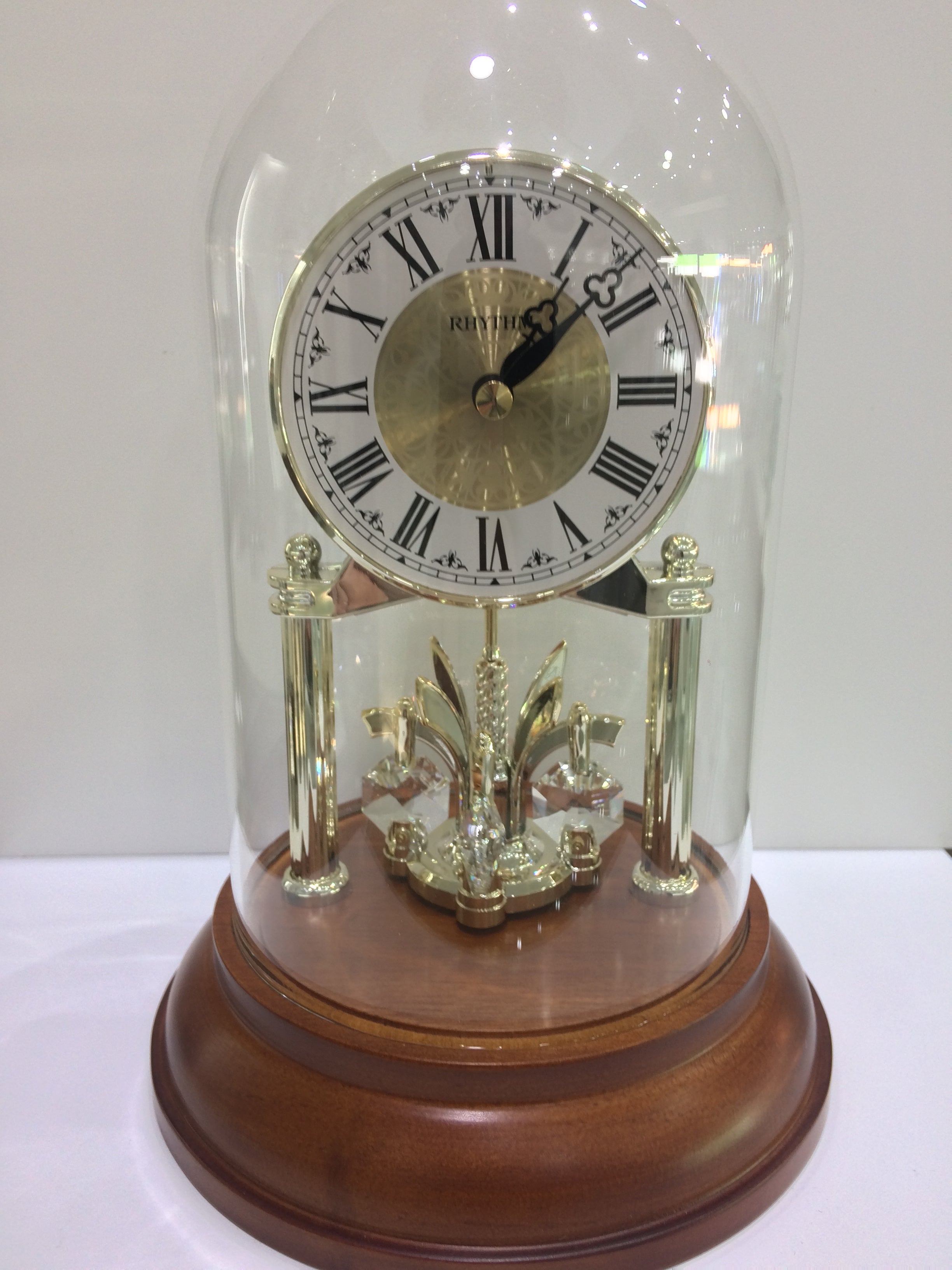 Rhythm Wooden Base Anniversary Clock with Swarovski Crystals #24047