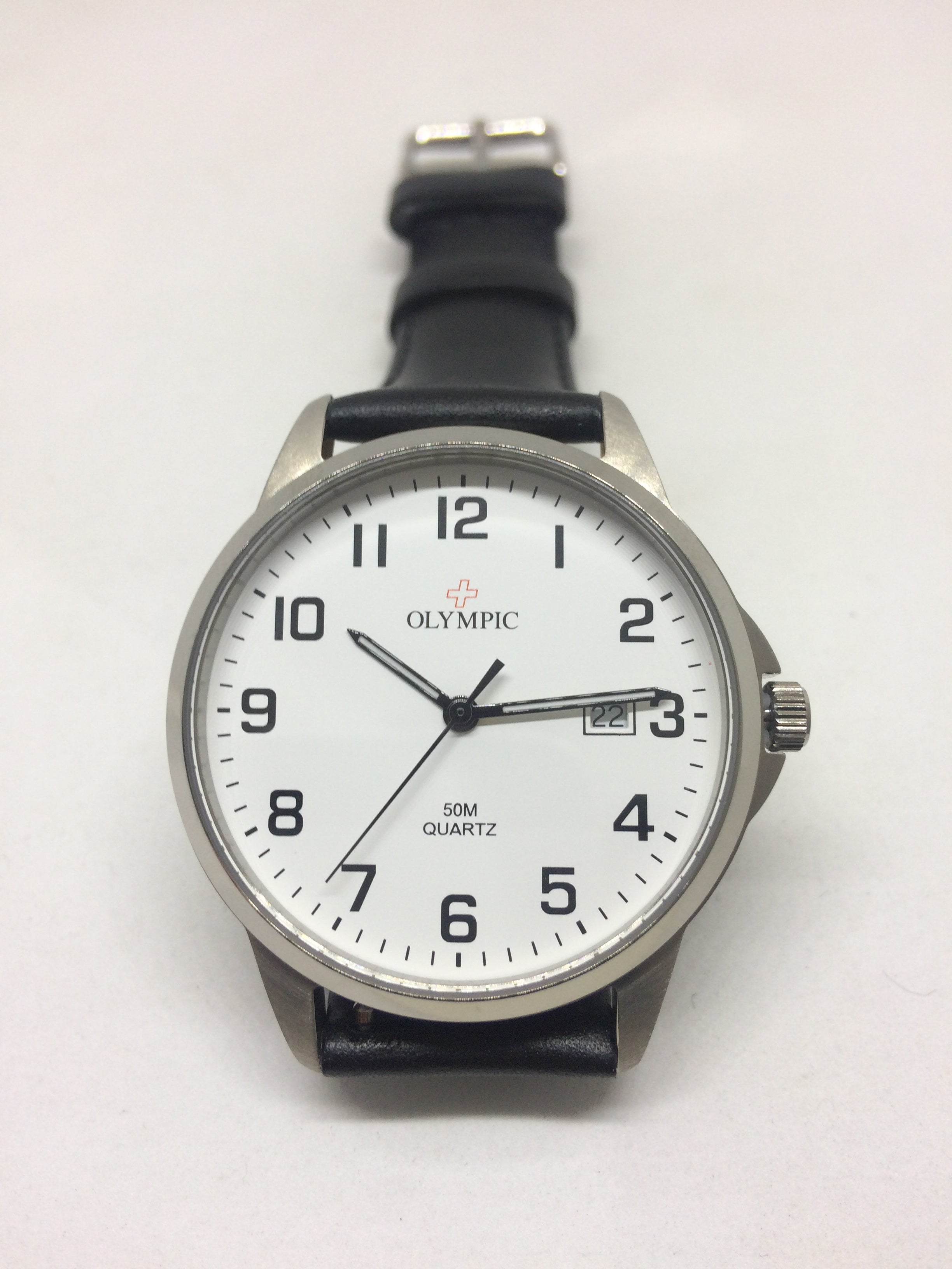 Olympic Titanium 12 Figure White Dial Leather Strap #