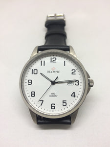Olympic Titanium 12 Figure White Dial Leather Strap #
