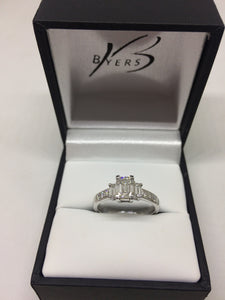 18ct White Gold Emerald Cut Diamond Engagement Ring #12574