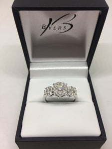 18ct White Gold Multistone Diamond Engagement Ring #19227