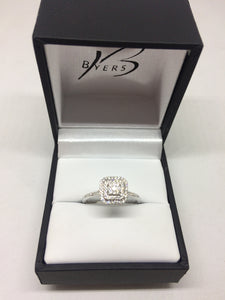 9ct White Gold Multi Stone Diamond Halo Cluster Engagement Ring #19925