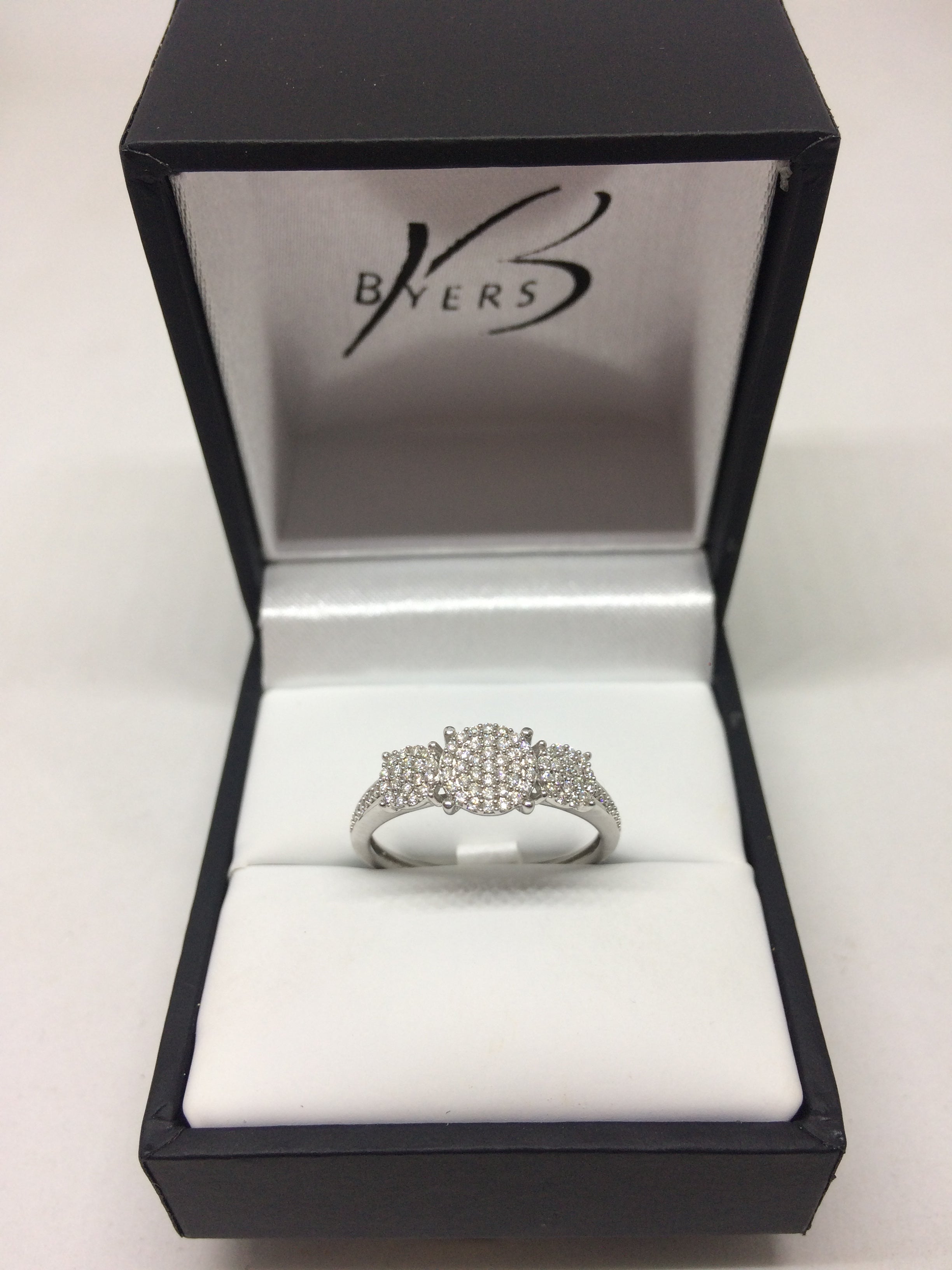 9ct White Gold Multi Stone Diamond Halo Cluster Engagement Ring  #19959