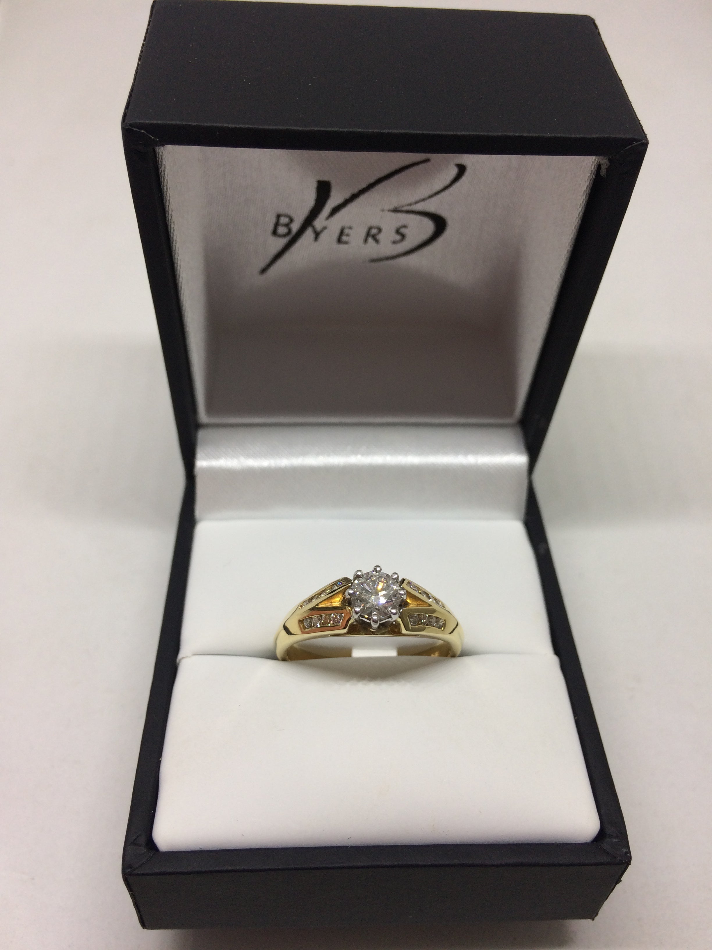 18ct Yellow Gold Diamond Solitaire Engagement Ring #
