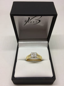 18ct Yellow Gold Invisible Set 4 Princess Cut Diamond Engagement Ring #11989
