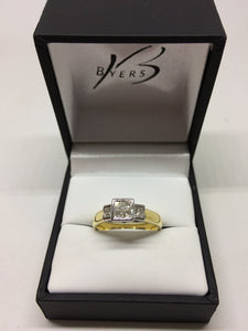 18ct Yellow Gold Invisible Set 6 Princess Cut Engagement Ring Rubover Setting #10799