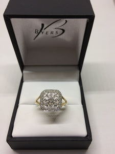 9ct Yellow Gold Multi Stone Diamond Dress Ring #17536