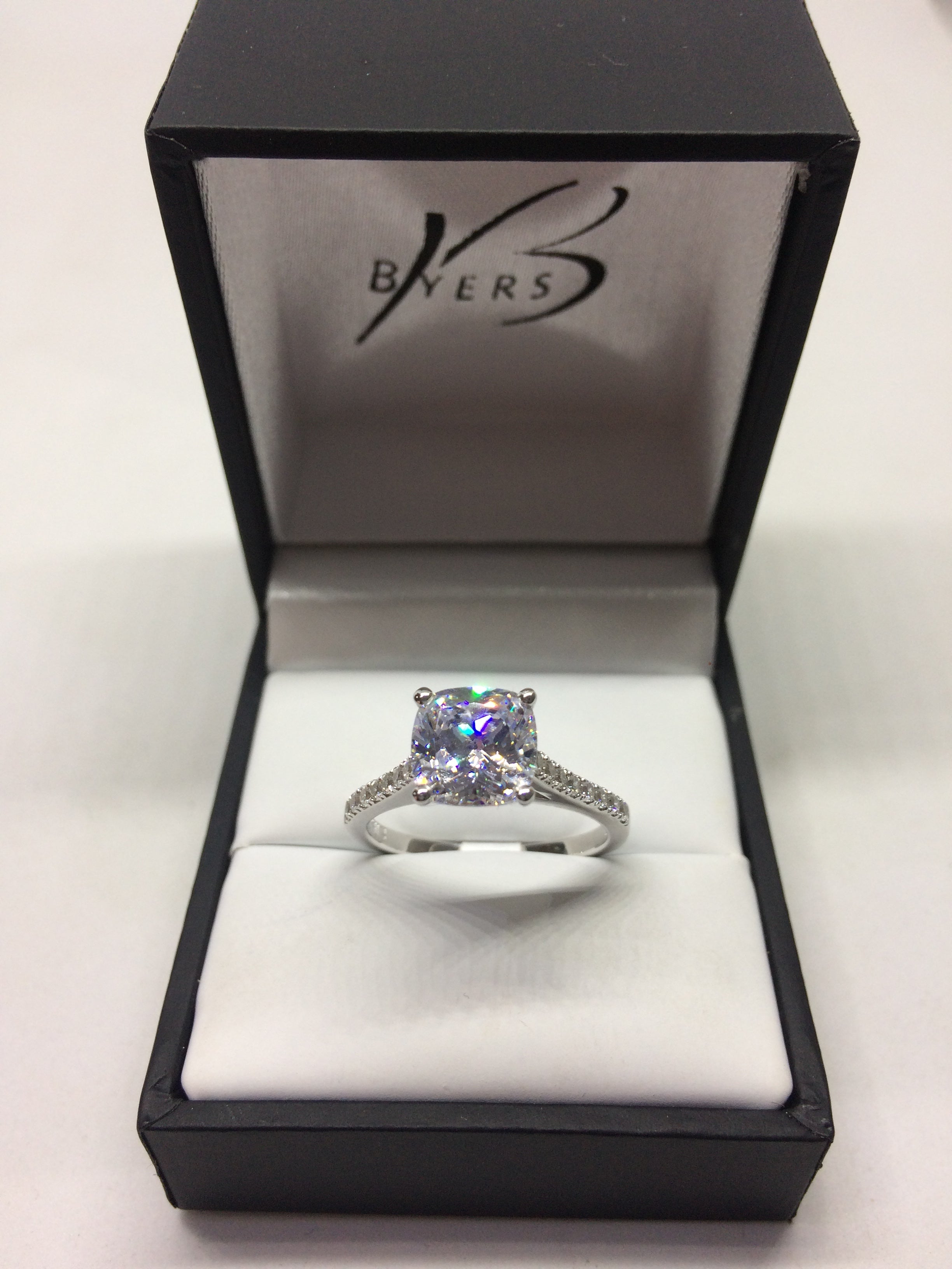 Sterling Silver Cushion Cut CZ Dress Ring #