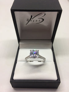 Sterling Silver Cushion Cut CZ Dress Ring #
