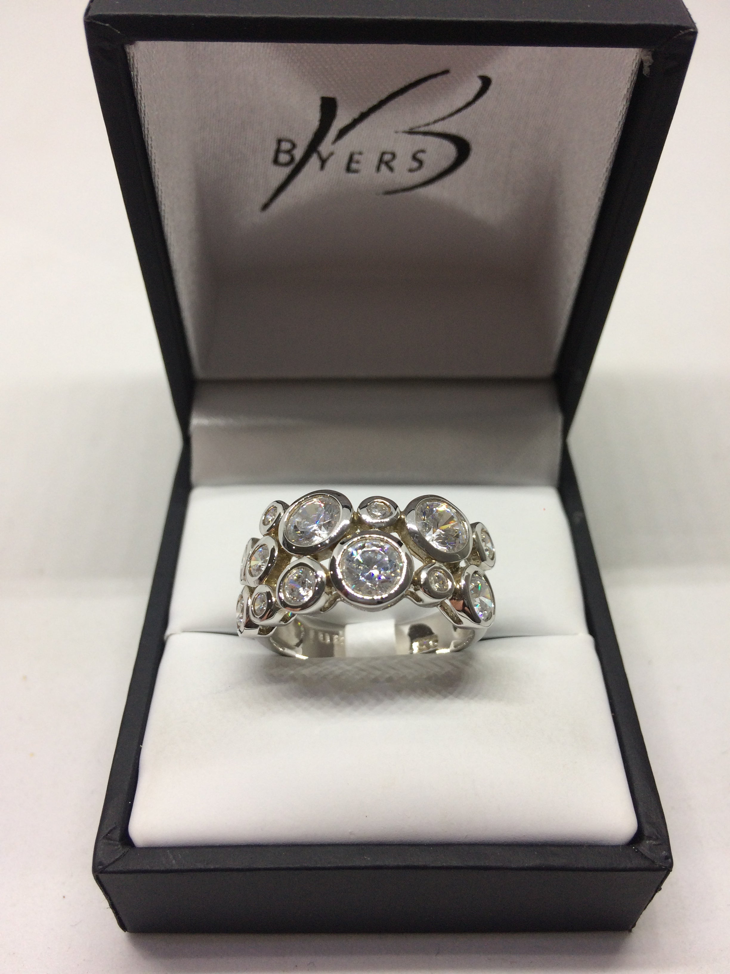 Sterling Silver CZ Multistone Dress Ring #