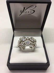 Sterling Silver CZ Multistone Dress Ring #