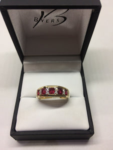 9ct Yellow Gold Natural Ruby and Diamond Dress Ring #24338