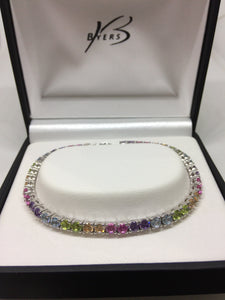 Sterling Silver CZ Pastel Tennis Bracelet #