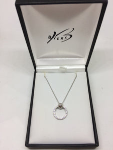 Sterling Silver Cubic Zirconia 13mm Open Circle Pendant #22277