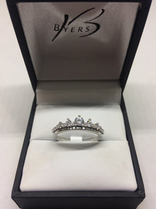 Sterling Silver Plain Band with CZ #