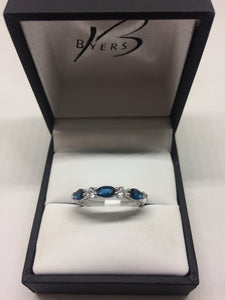 Sterling Silver London Blue Oval CZ Ring #